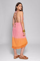 Adela Dubai Tie & Dye Dress - Pink & Orange