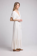 Robe Long Manches Courtes - Blanc