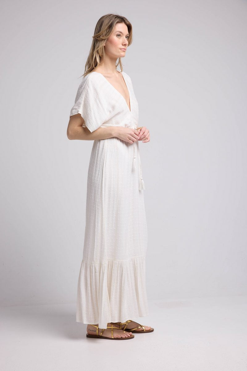 Robe Long Manches Courtes - Blanc
