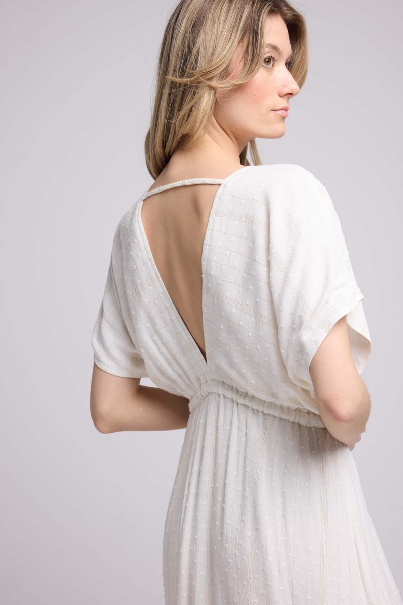 Robe Long Manches Courtes - Blanc