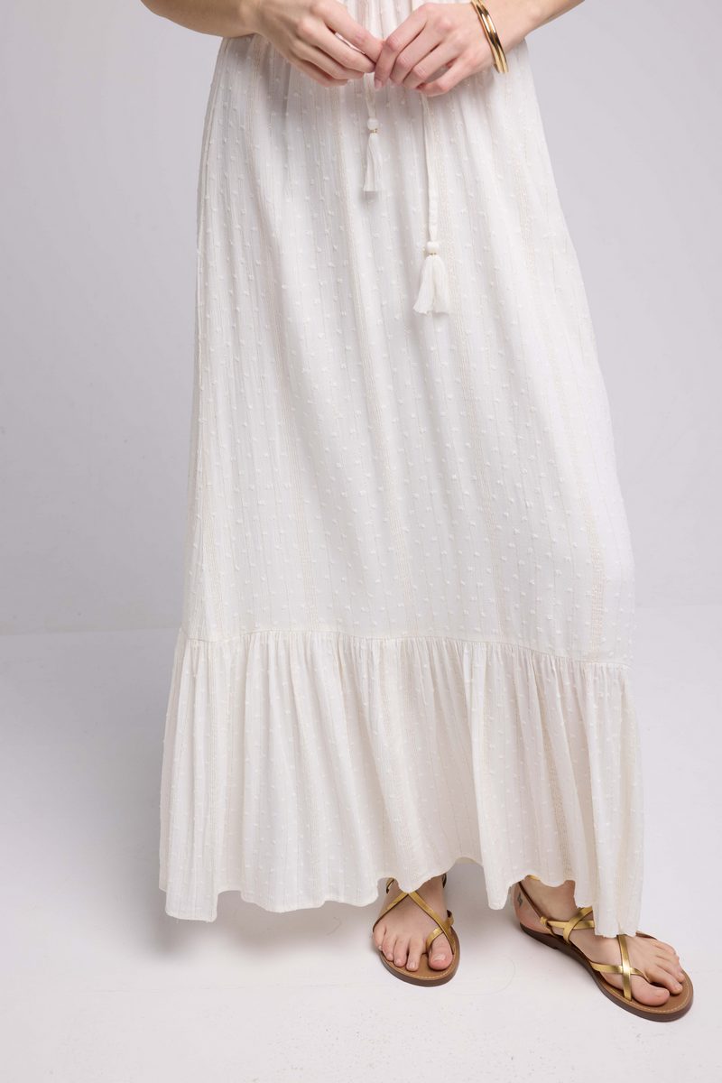Robe Long Manches Courtes - Blanc