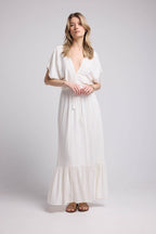 Robe Long Manches Courtes - Blanc