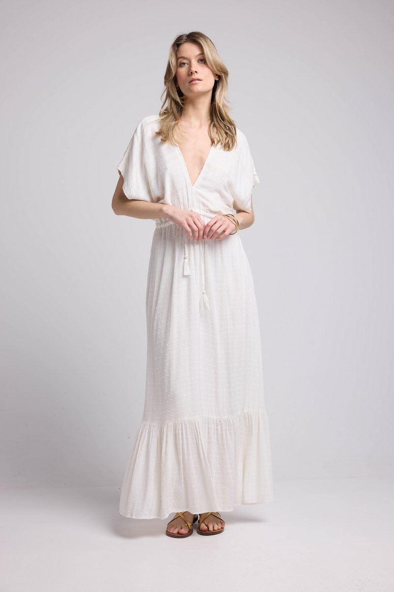 Robe Long Manches Courtes - Blanc