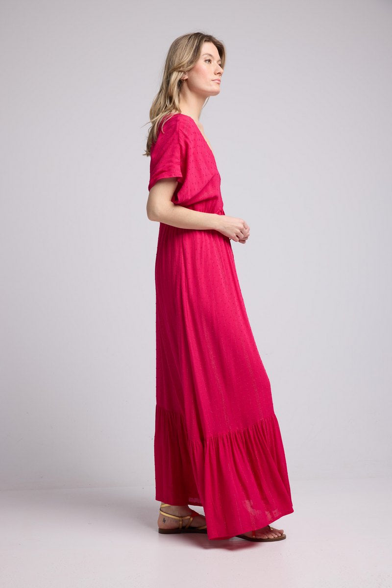 Robe Long Manches Courtes - Rouge