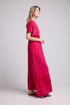 Robe Long Manches Courtes - Rouge