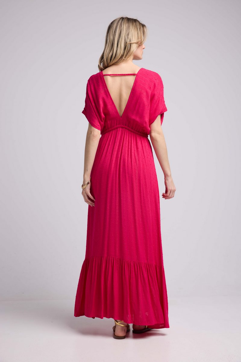 Robe Long Manches Courtes - Rouge