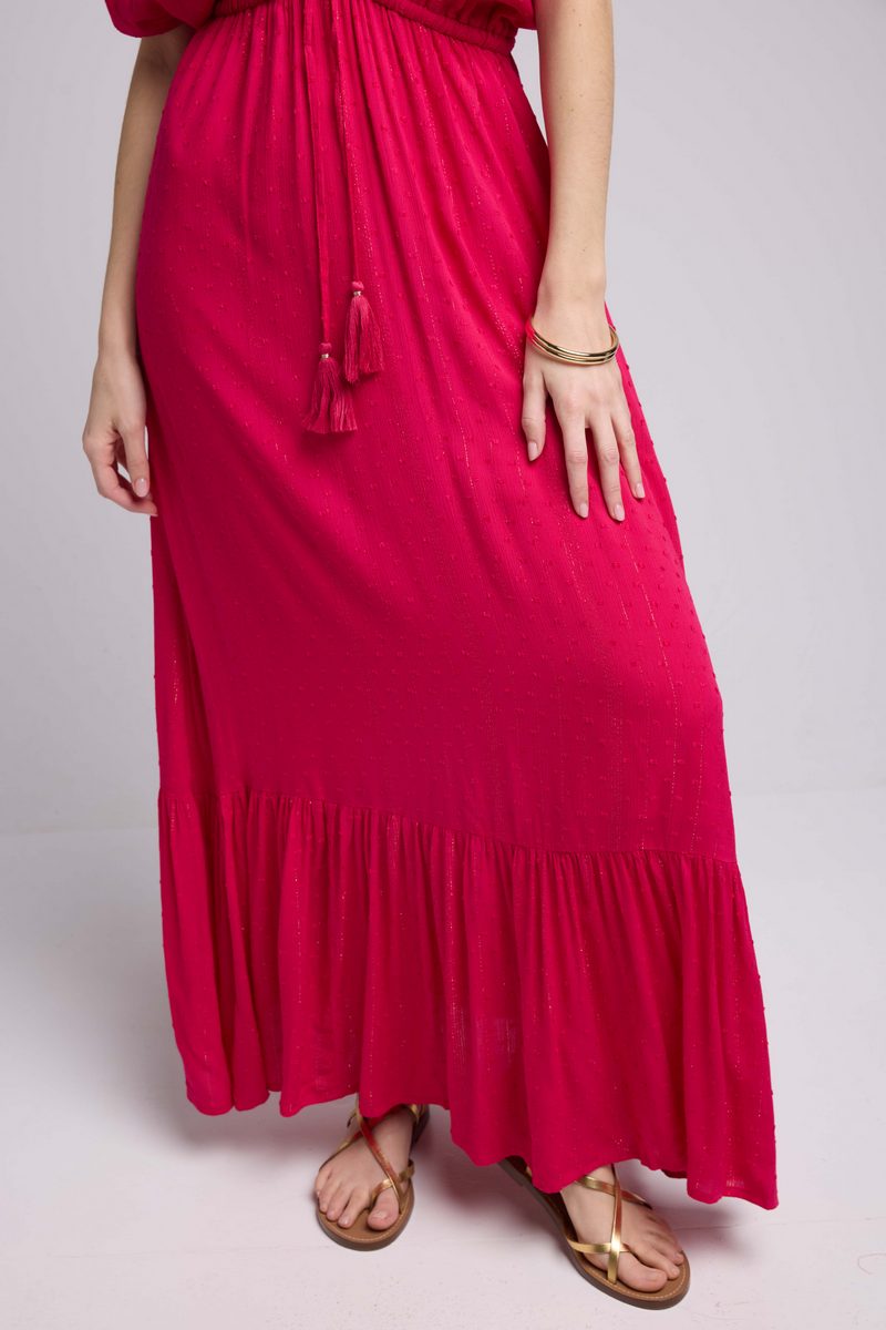 Robe Long Manches Courtes - Rouge