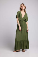 Robe Long Manches Courtes - Khaki