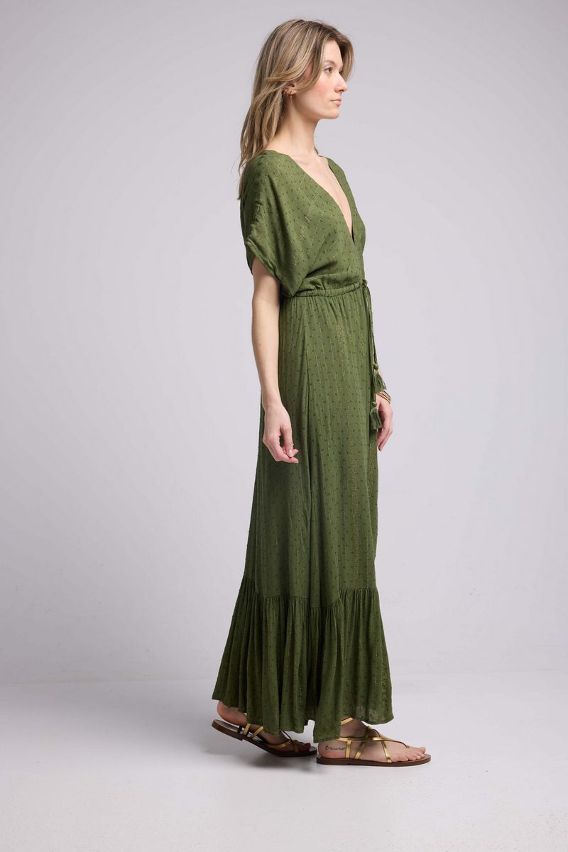 Robe Long Manches Courtes - Khaki