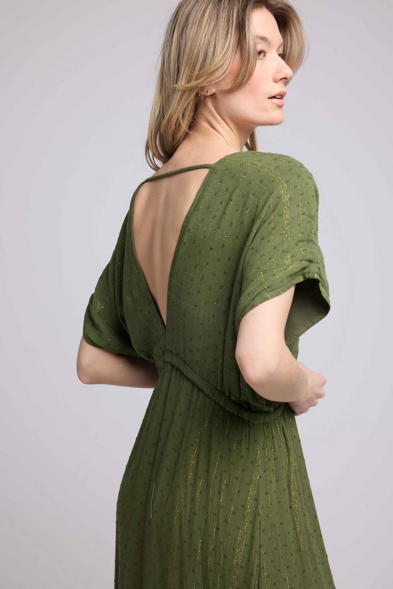 Robe Long Manches Courtes - Khaki