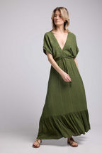 Robe Long Manches Courtes - Khaki