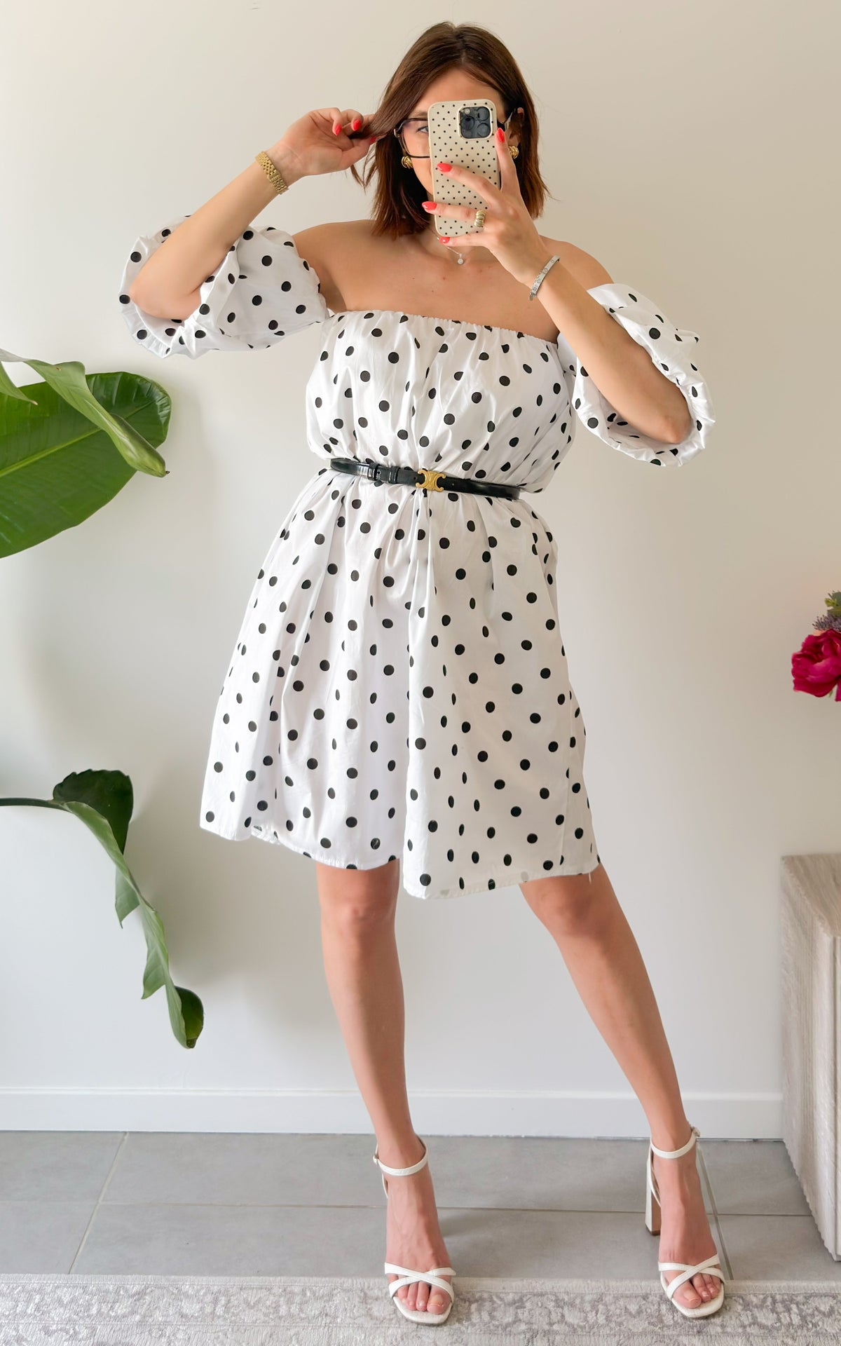 Vestido De Lunares Gijon - Negro Y Blanco
