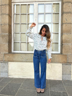 Maria floral wide-collar blouse