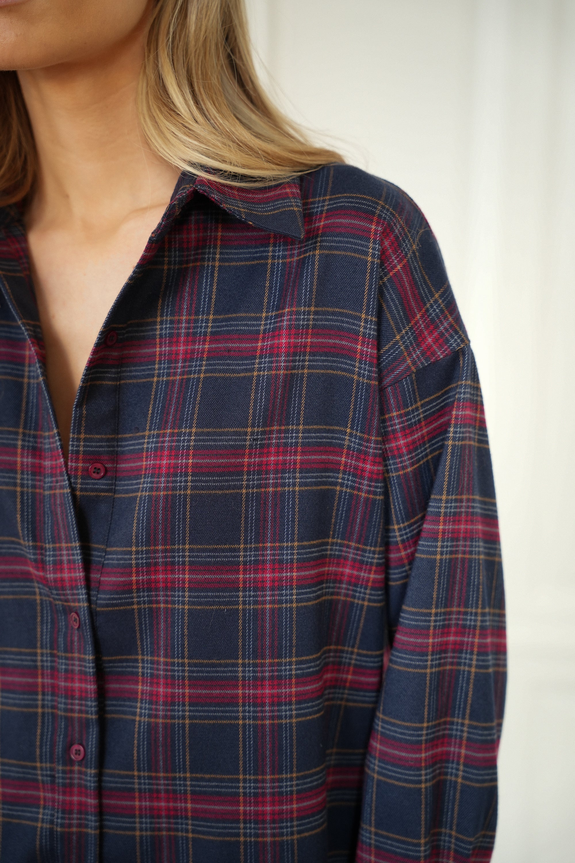 Amanda Burgundy - Checked Shirt