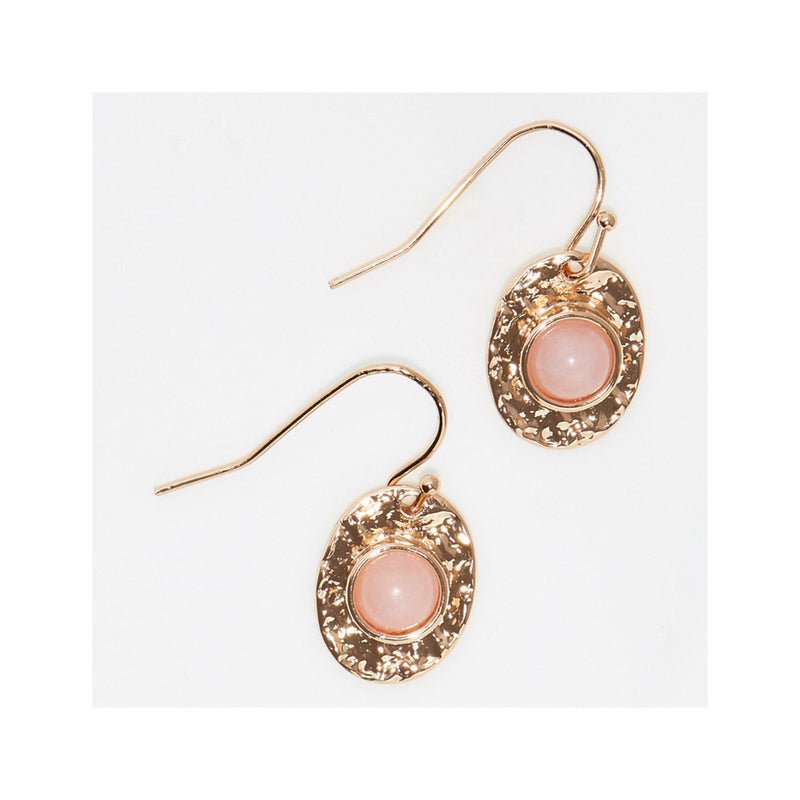 Boucles D'Oreilles Haiti Quartz Rose - Laiton Doré