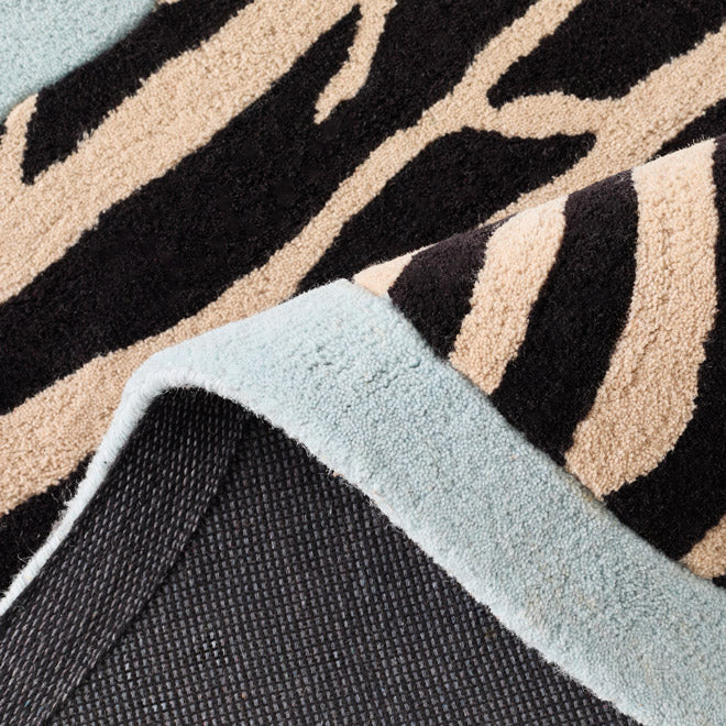 Âme fauve – Zebra wool rug - blue Âme fauve