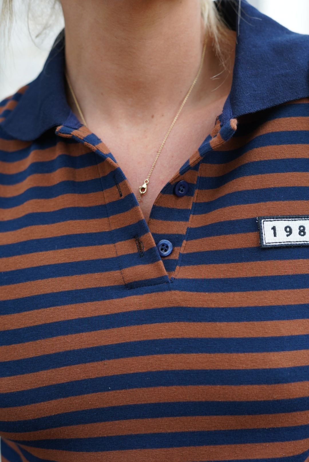 Antime Striped Polo Shirt Navy/Chocolate