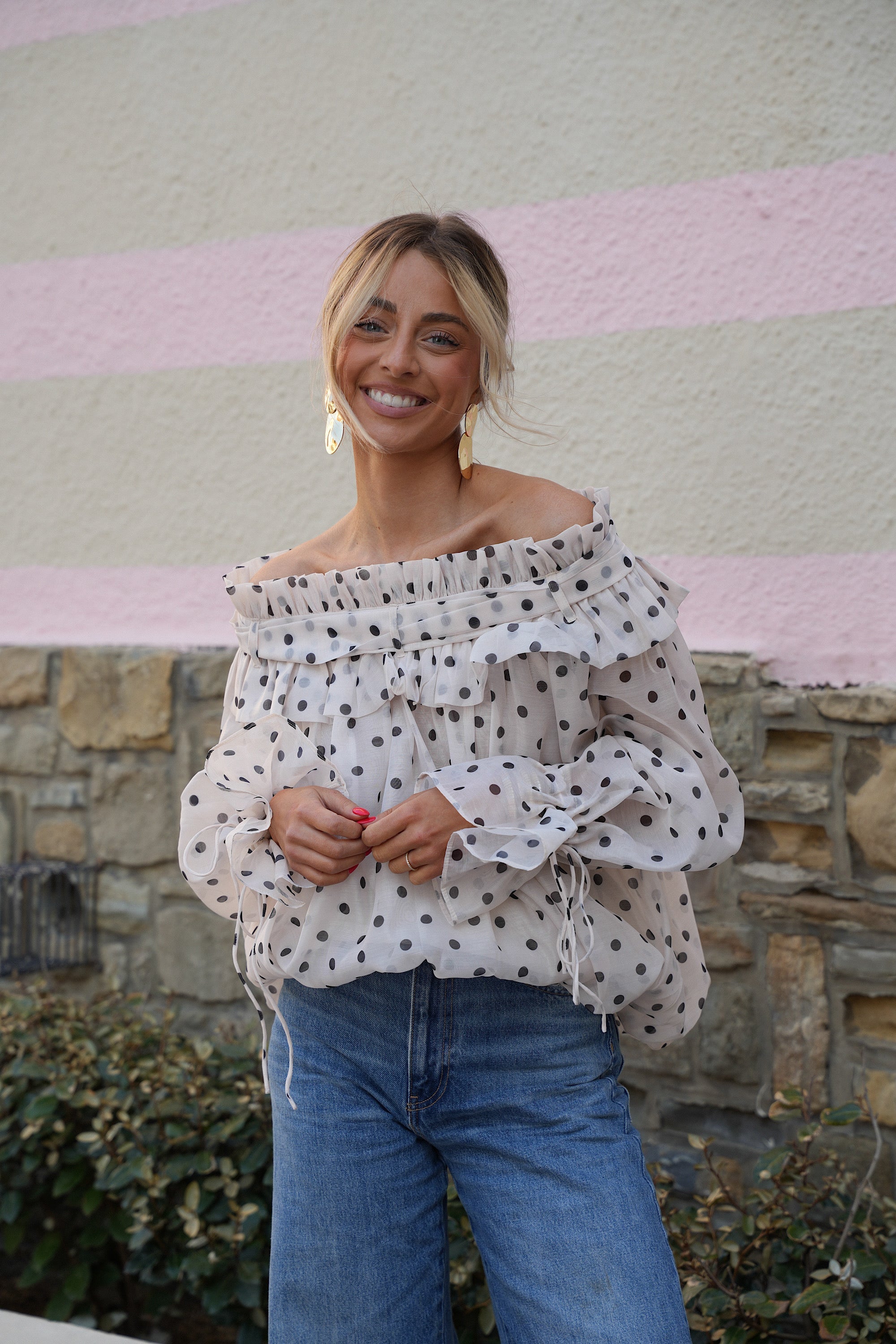 Blouse À Pois Aya - Crème/Noire
