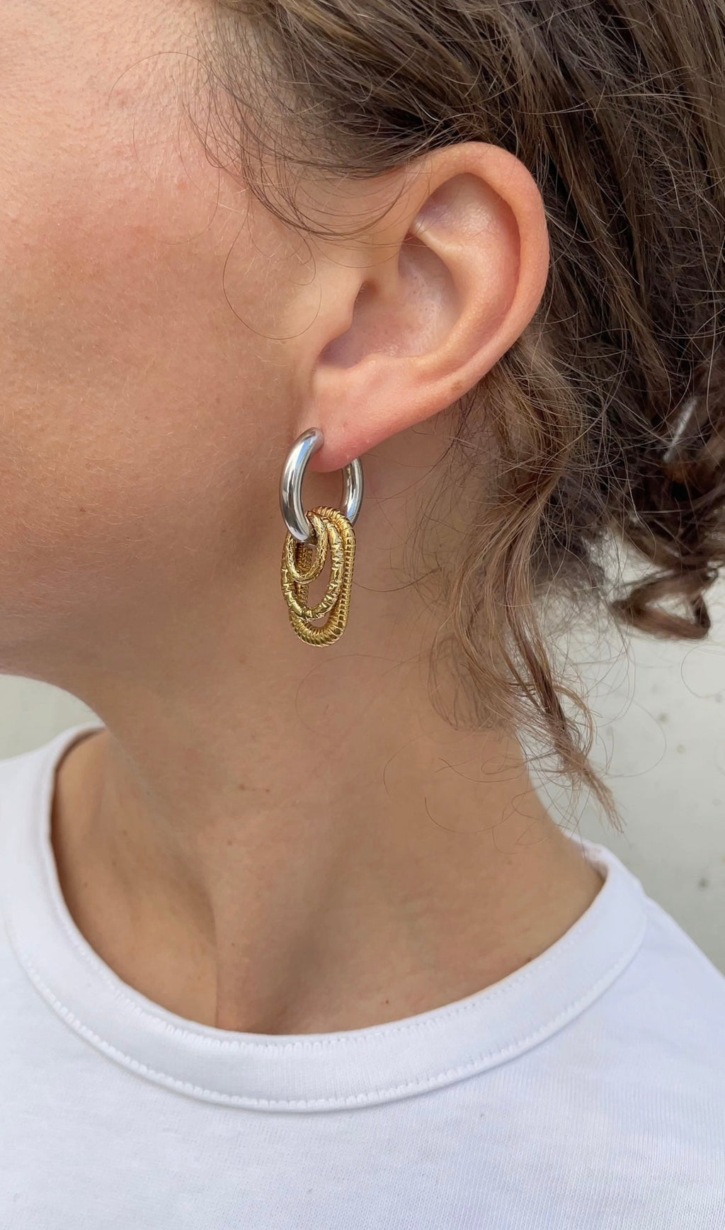 Multiple Oval X Hoop Earrings