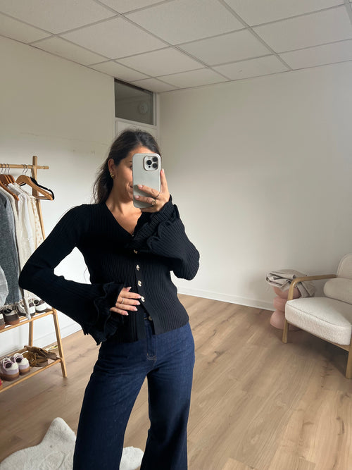 Gilet Côtelé Noir Anna