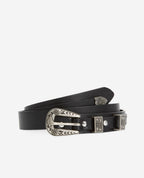 The Kooples - Cinturón Fino De Cuero Liso - Negro - Mujer