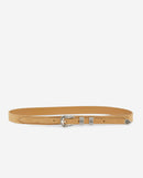 Cinturón De Piel Lisa Camel Con Hebilla Western - Mujer