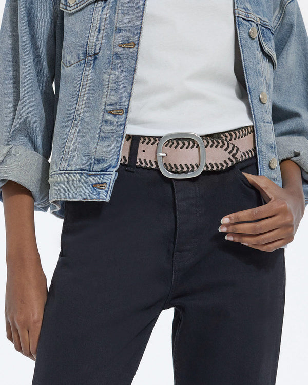 The Kooples - Fine Pink Leather Belt with Braided Detail - Women