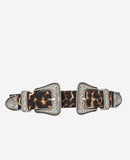 Ceinture À Double Boucle En Cuir De Veau - Marron Et Camel - Femme