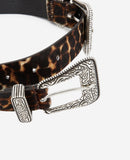 Ceinture À Double Boucle En Cuir De Veau - Marron Et Camel - Femme