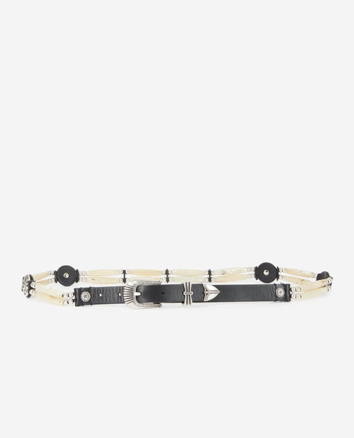 The Kooples - Ceinture Fine En Cuir Blanche - Femme