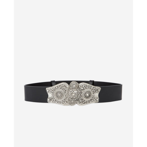 Cinturón de piel - Negro - Mujer