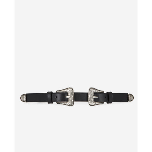 Cinturón de piel de becerro - Negro - Mujer