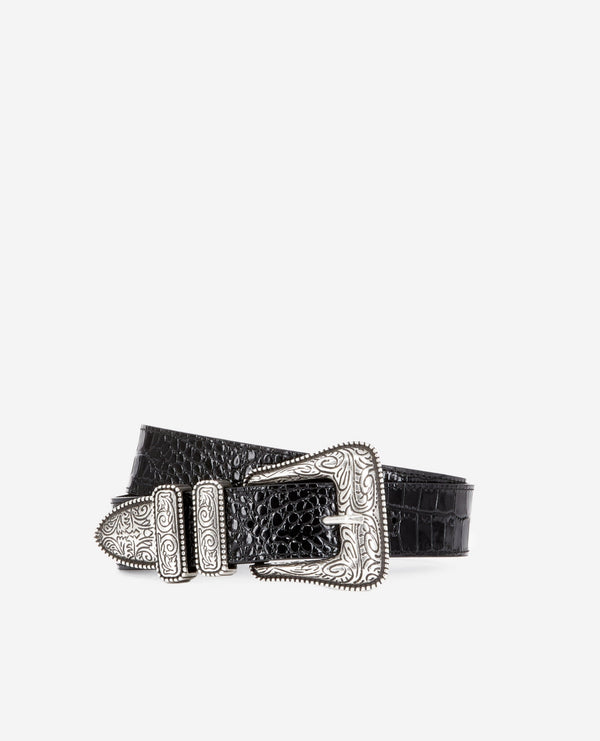 The Kooples - Wide Croc-Print Belt - Women