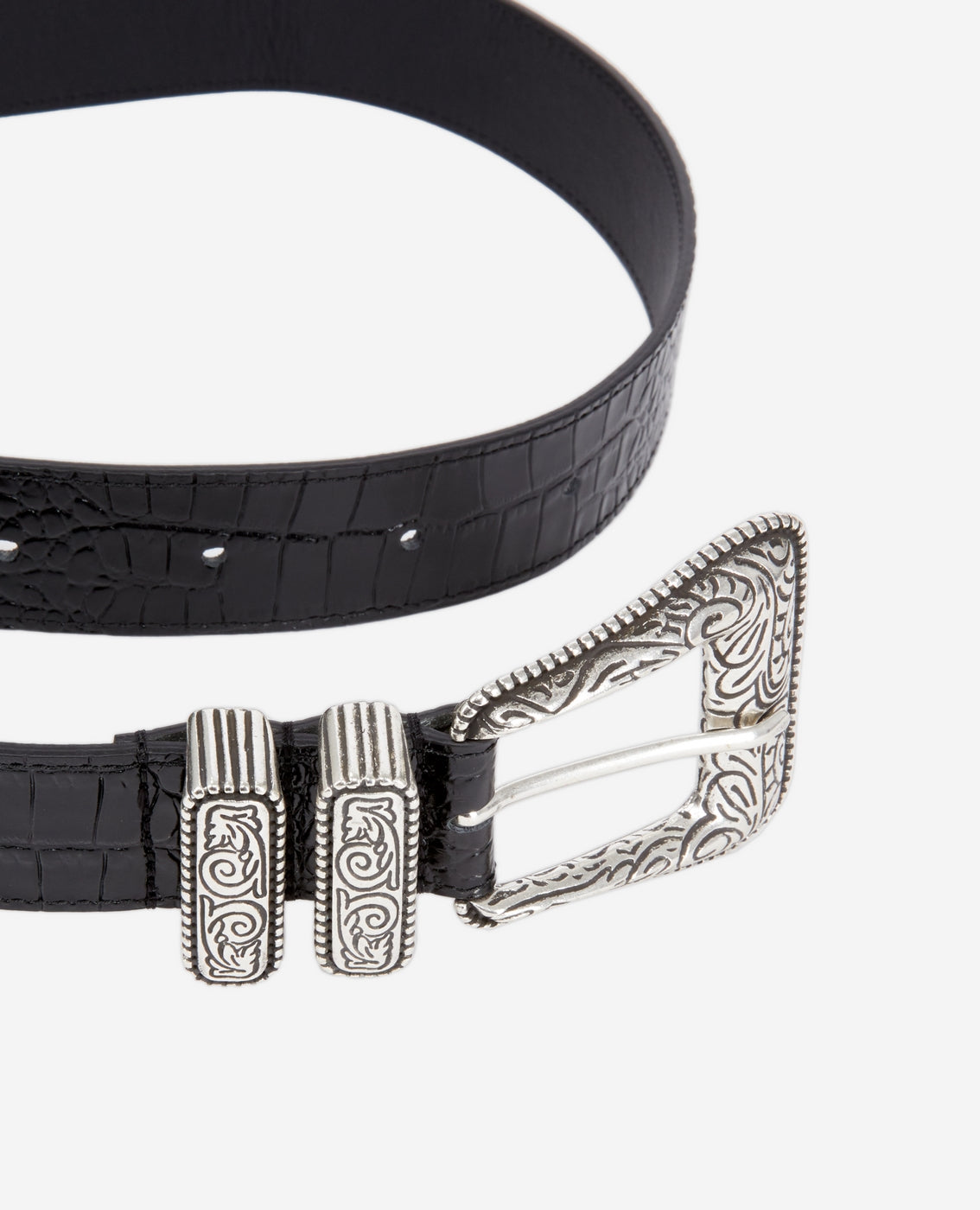 The Kooples - Cinturón Ancho Estampado Croco - Mujer