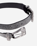 Ceinture Western En Cuir Double Boucles Avec Strass