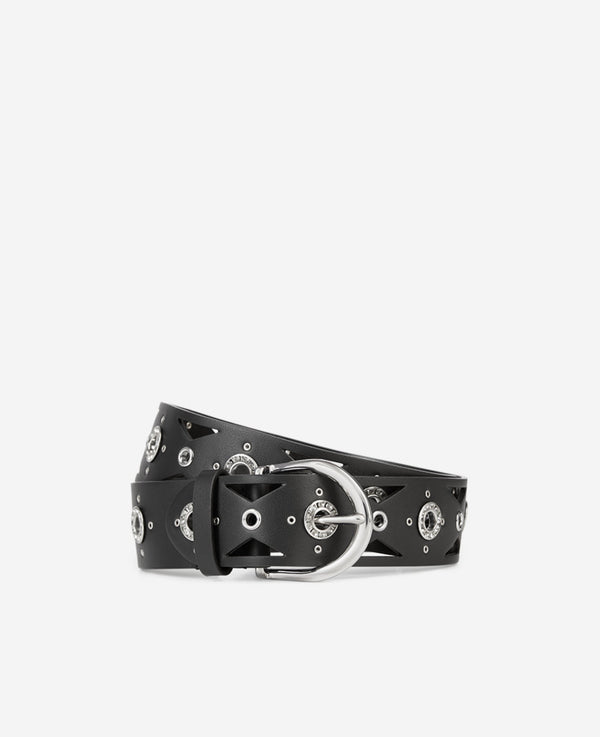 The Kooples - Leather Belt With Diamanté Eyelets