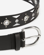The Kooples - Leather Belt With Diamanté Eyelets