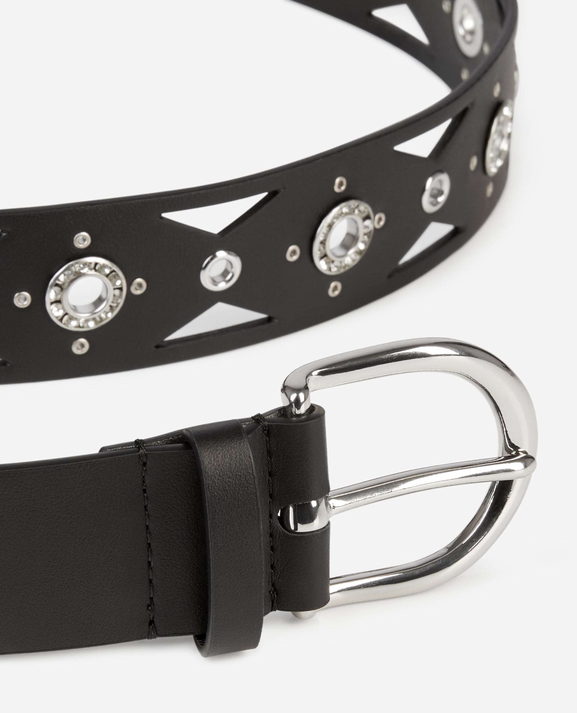 The Kooples - Leather Belt With Diamanté Eyelets