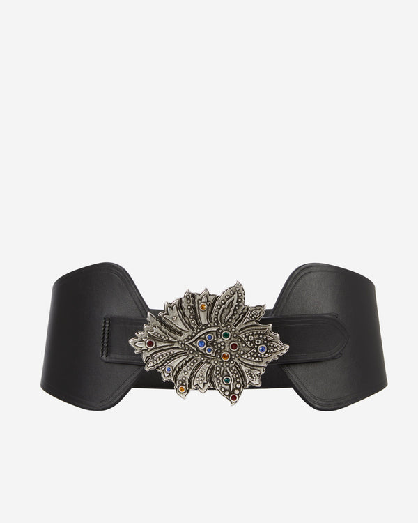 The Kooples - High-Waist Leather Belt with Flower Buckle