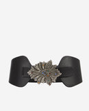 Ceinture En Cuir Taille Haute Avec Boucle Fleur