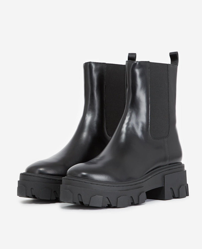 The Kooples - Bottines Chelsea En Cuir Avec Grosse Semelle - Femme