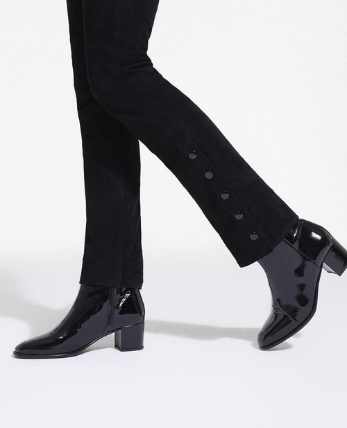 Botines Piel Vinilo Con Cremallera Interior - Mujer