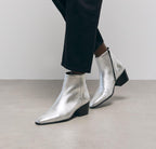 The Kooples - Botines De Cuero Plateado Con Cremallera - Mujer