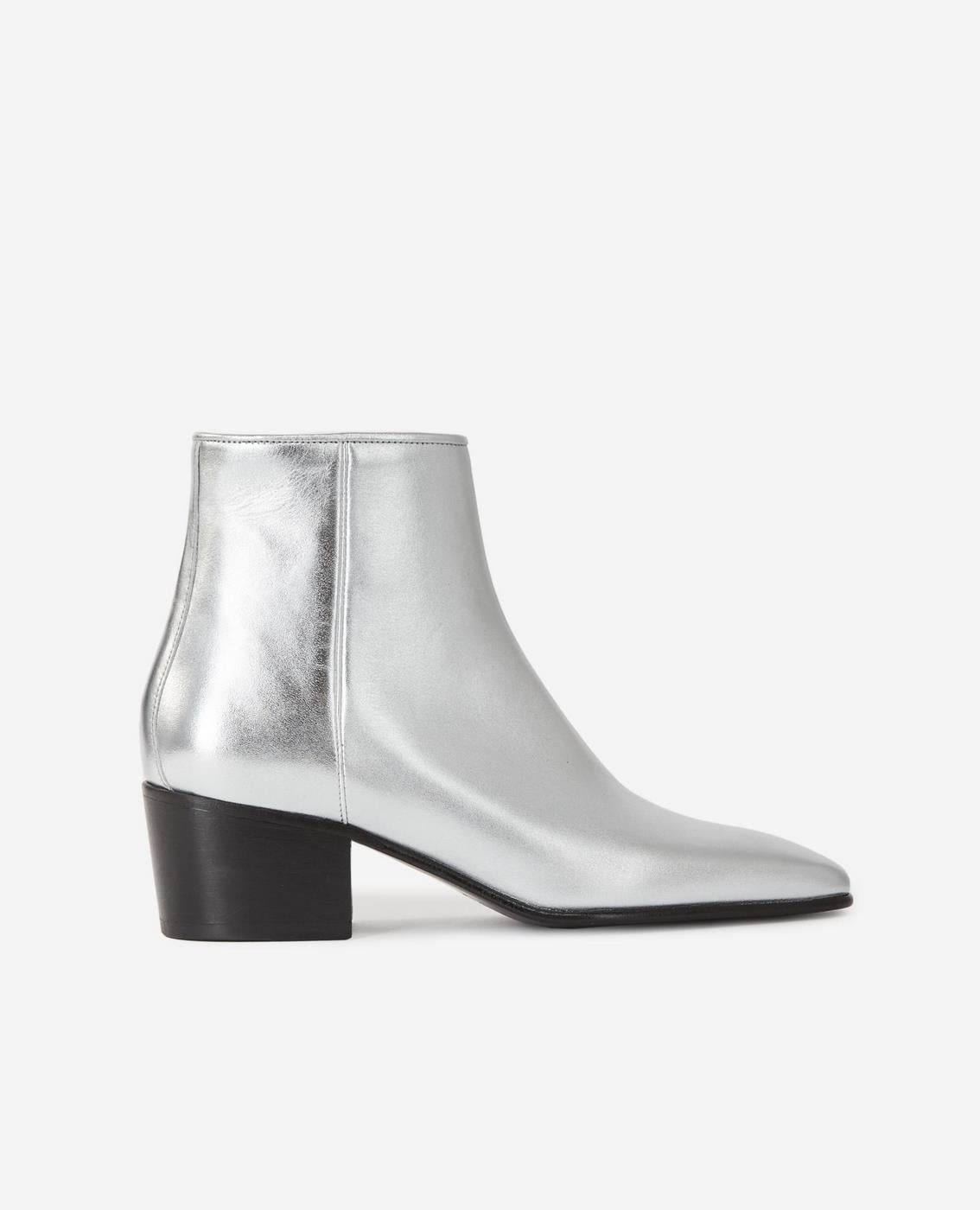 The Kooples - Botines De Cuero Plateado Con Cremallera - Mujer