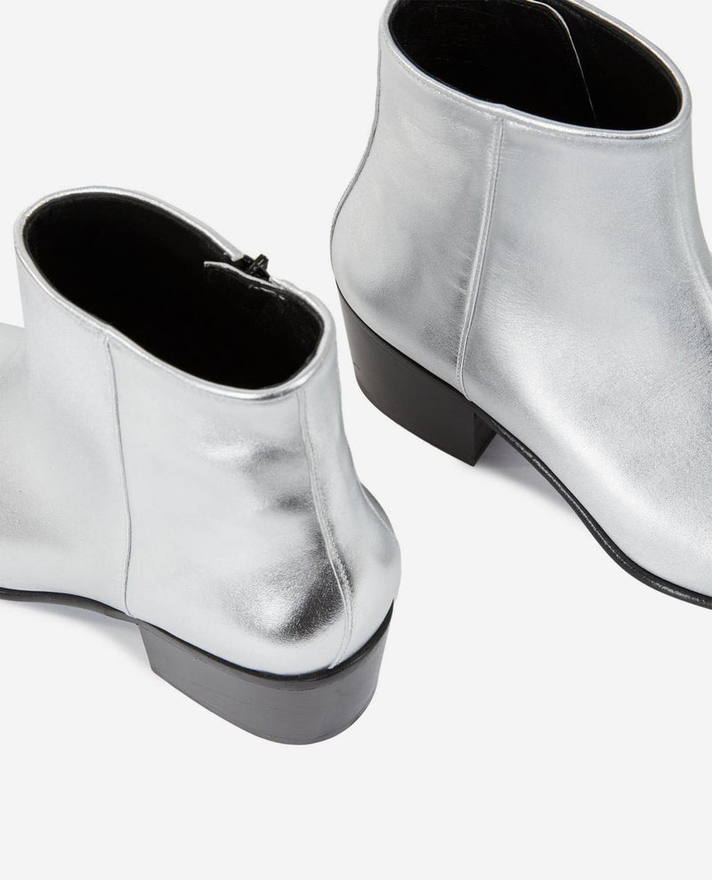 The Kooples - Bottines En Cuir Silver Avec Zip - Femme