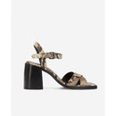 Sandalias de tacón en piel de becerro - Beige - Mujer