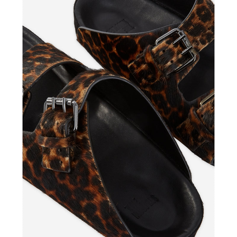 The Kooples - Sandales En Cuir Aspect Poulain Leopard - Femme