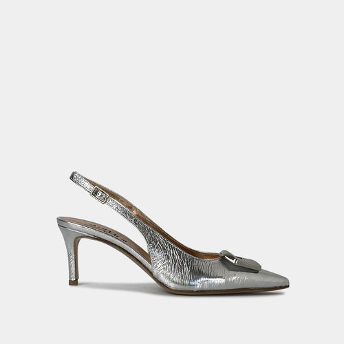 Escarpins Slingback Ann Tuil After-A-Eiver - Cuir Métallisé Argent