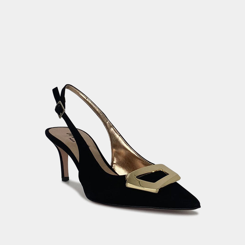 Escarpins Slingback Ann Tuil After-A-Eiver - Velours Noir