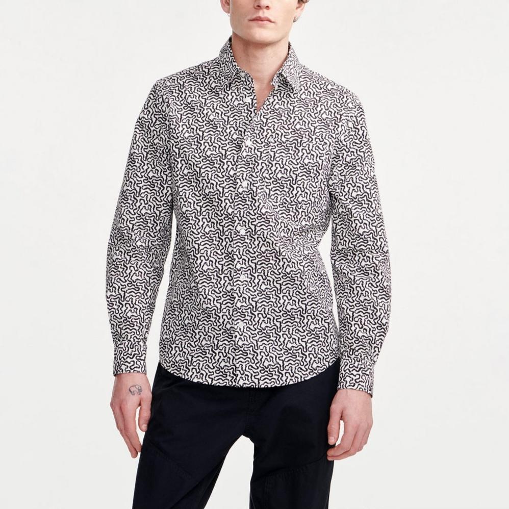 Camisa de manga larga color leche para hombre